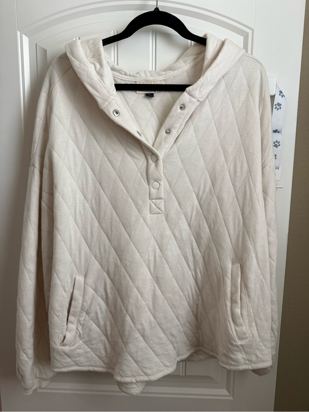 Universal Thread Quilted Hooded Pullover - Cream
